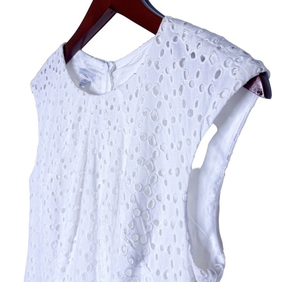LONDON TIMES NWT Eyelet Lace Sleeveless Summer Shift Dress Size 8 in White - Picture 3 of 14